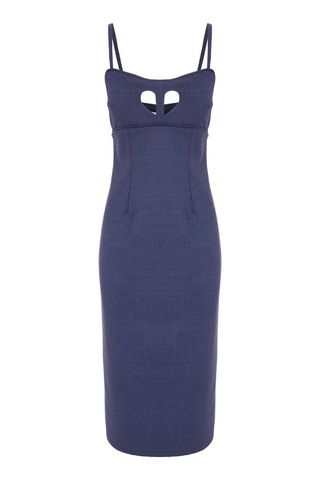 Midnight Blue Cut-Out Heart Denim Midi Dress