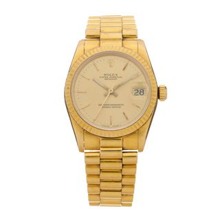 ROLEX 18K Yellow Gold 31mm Oyster Perpetual Datejust President Watch Champagne 68278