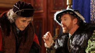 The brilliant Mark Rylance as Oliver Cromwell (and Damien Lewis who plays Henry VIII) in "Wolf Hall: The Mirror and the Light"