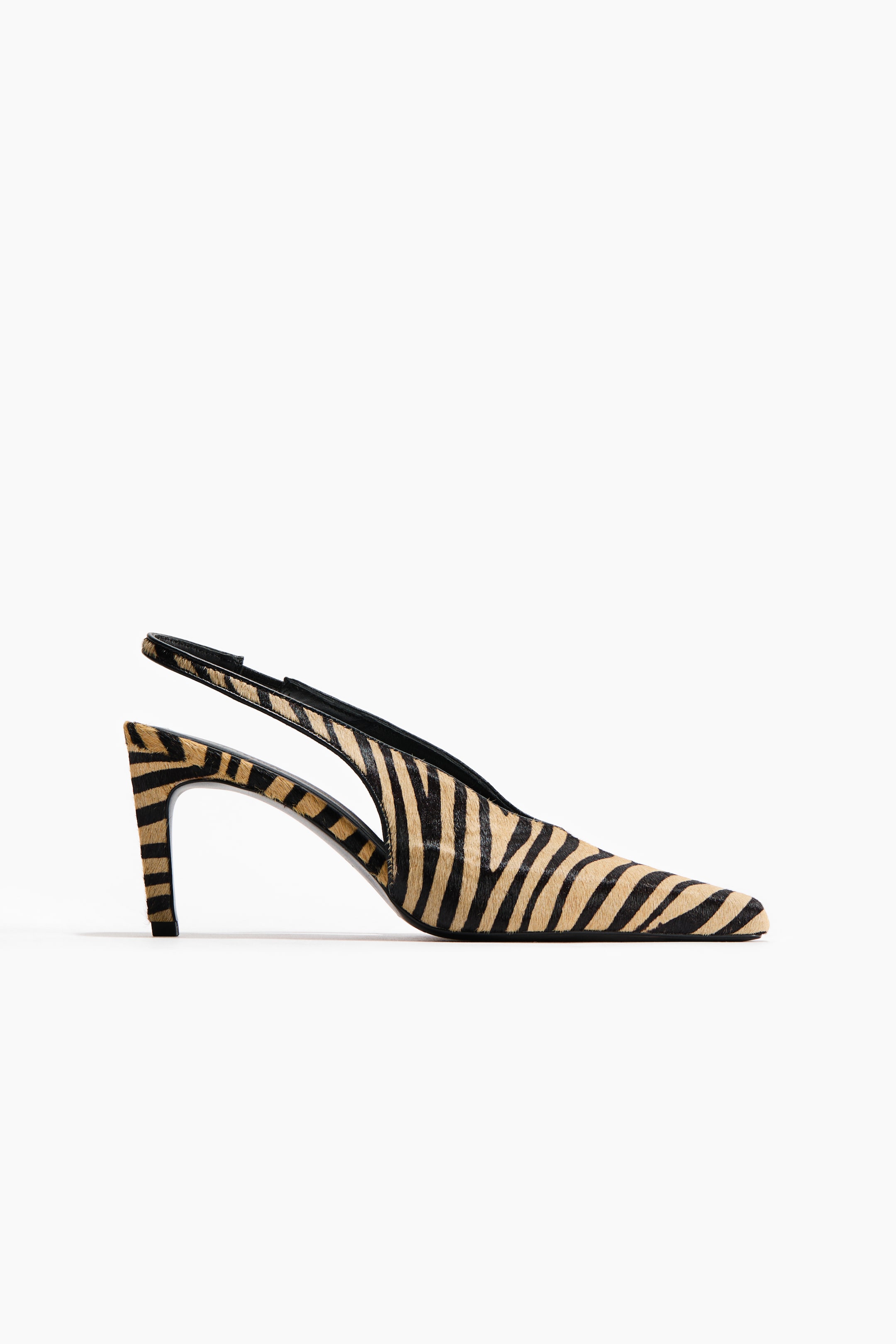 Heeled Leather Slingbacks - Black