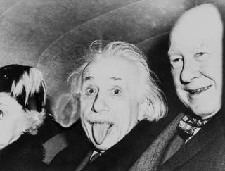 Albert Einstein sticks out his tongue to give the "Razz" in this photo from May 5, 1958 in Princeton, New Jersey.