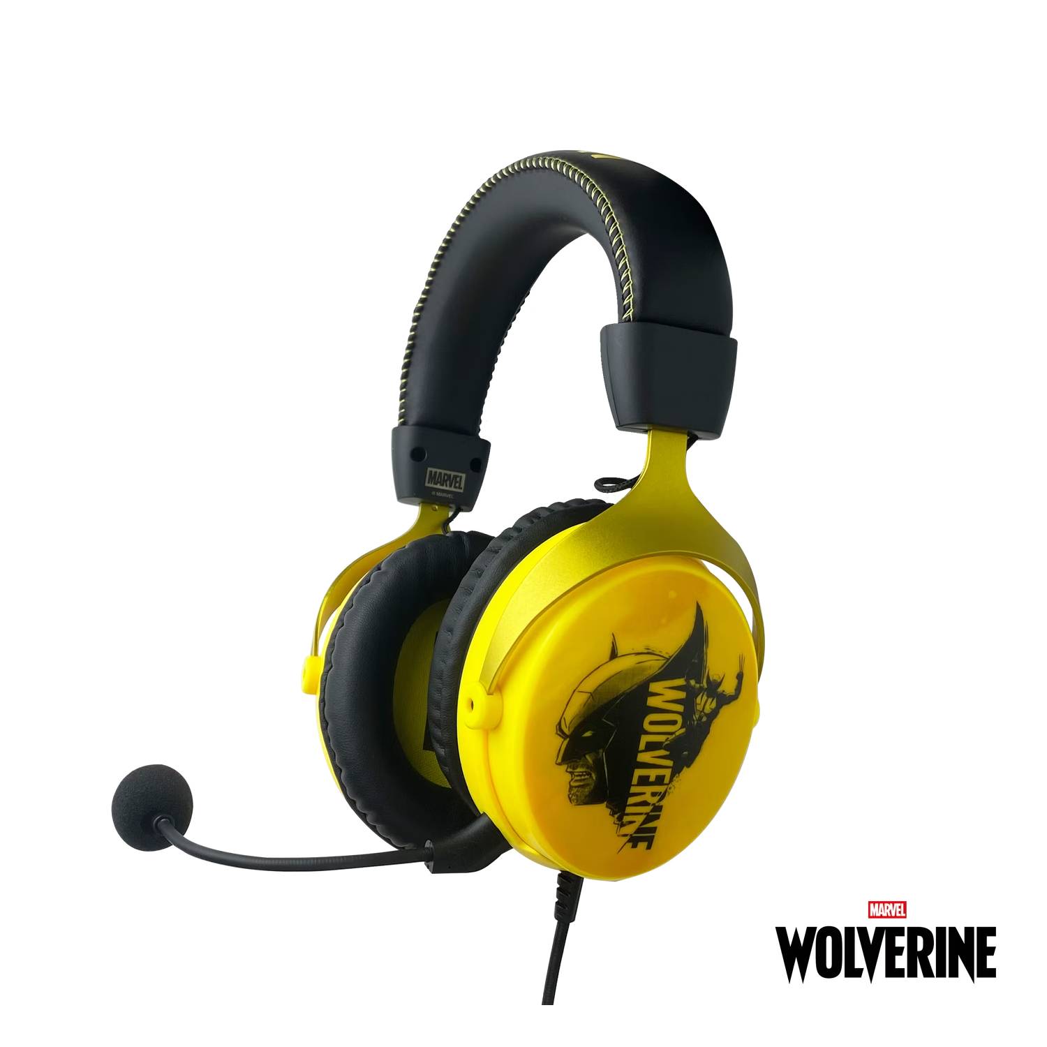 Image of the Geeknet Marvel's Wolverine wired headset with a white background.