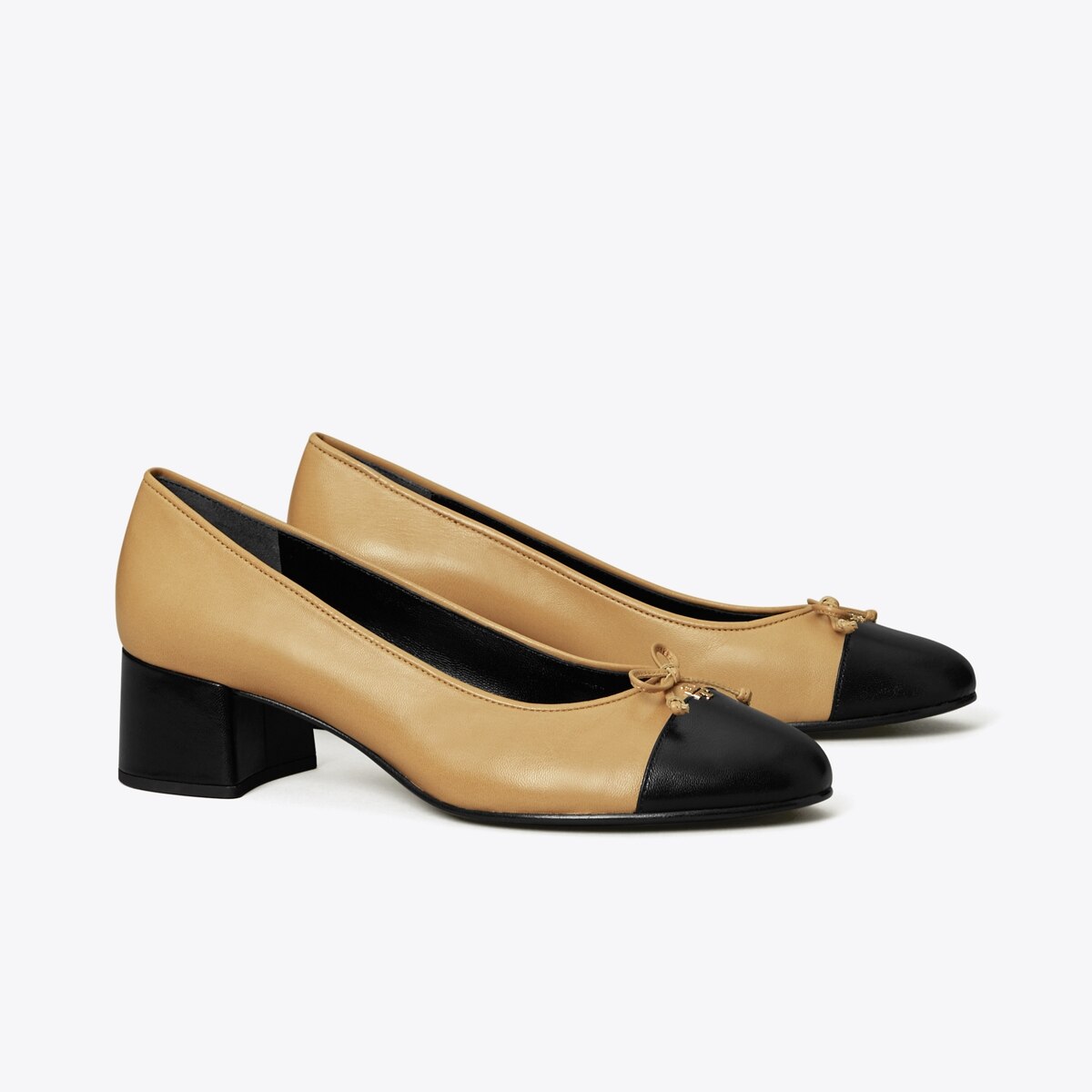 Cap-Toe Pump in Beige, Size 10