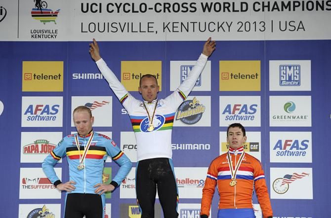 Elite men's podium (L-R): Klaas Vantornout (Belgium), Sven Nys (Belgium) and Lars van der Haar (Holland)
