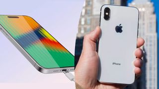 iPhone 15 Pro render next to photo of iPhone X