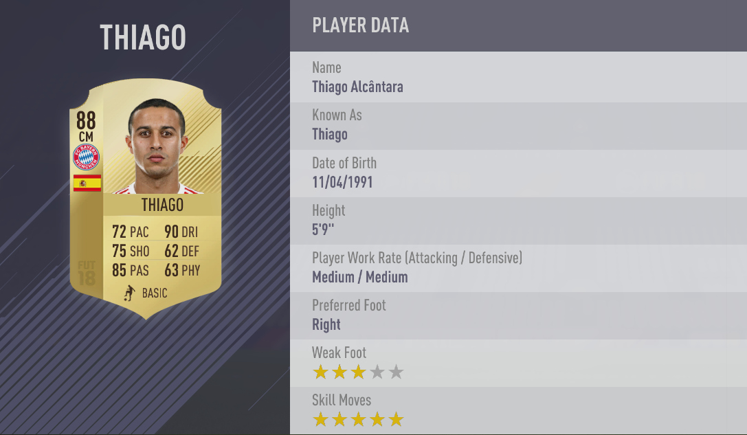Thiago Alcantara FIFA 18