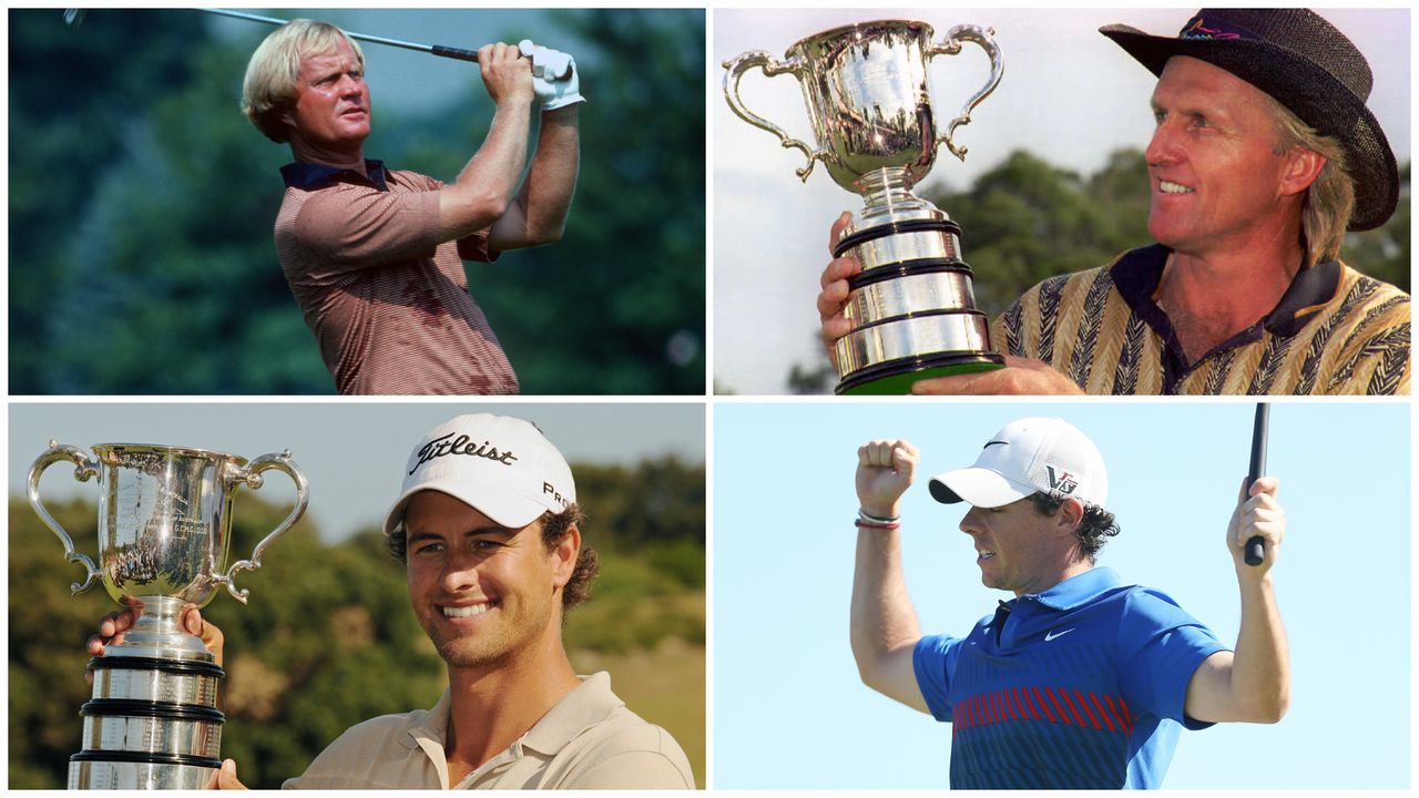 Images of Jack Nicklaus, Greg Norman, Adam Scott and Rory McIlroy