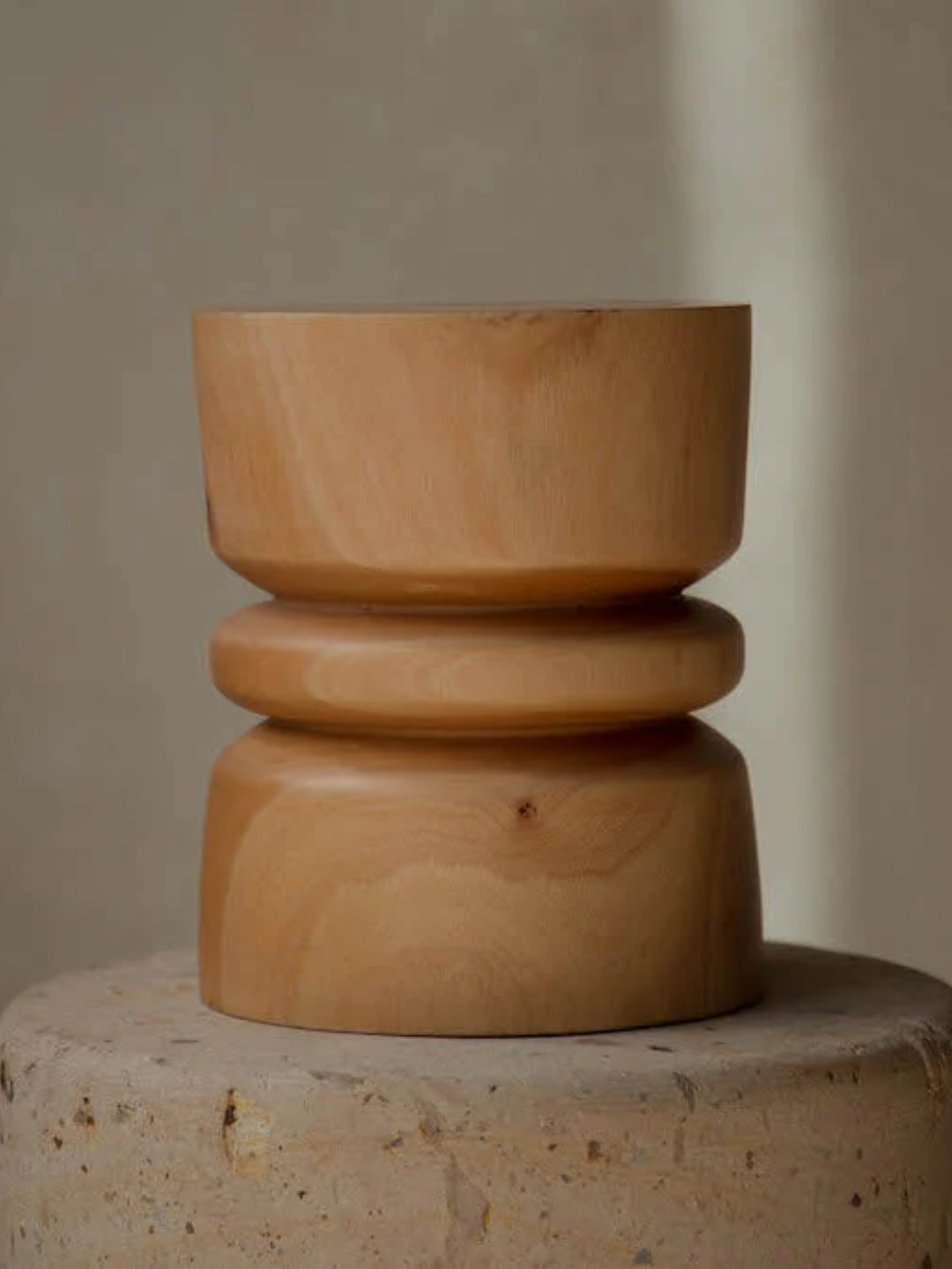 A wood side stool