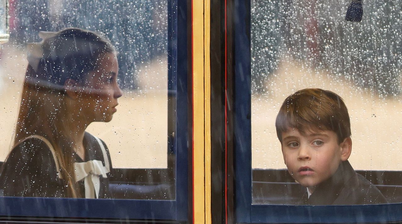 Princess Charlotte of Wales and Prince Louis of Wales during Trooping the Colour on June 15, 2024 in London, England. 