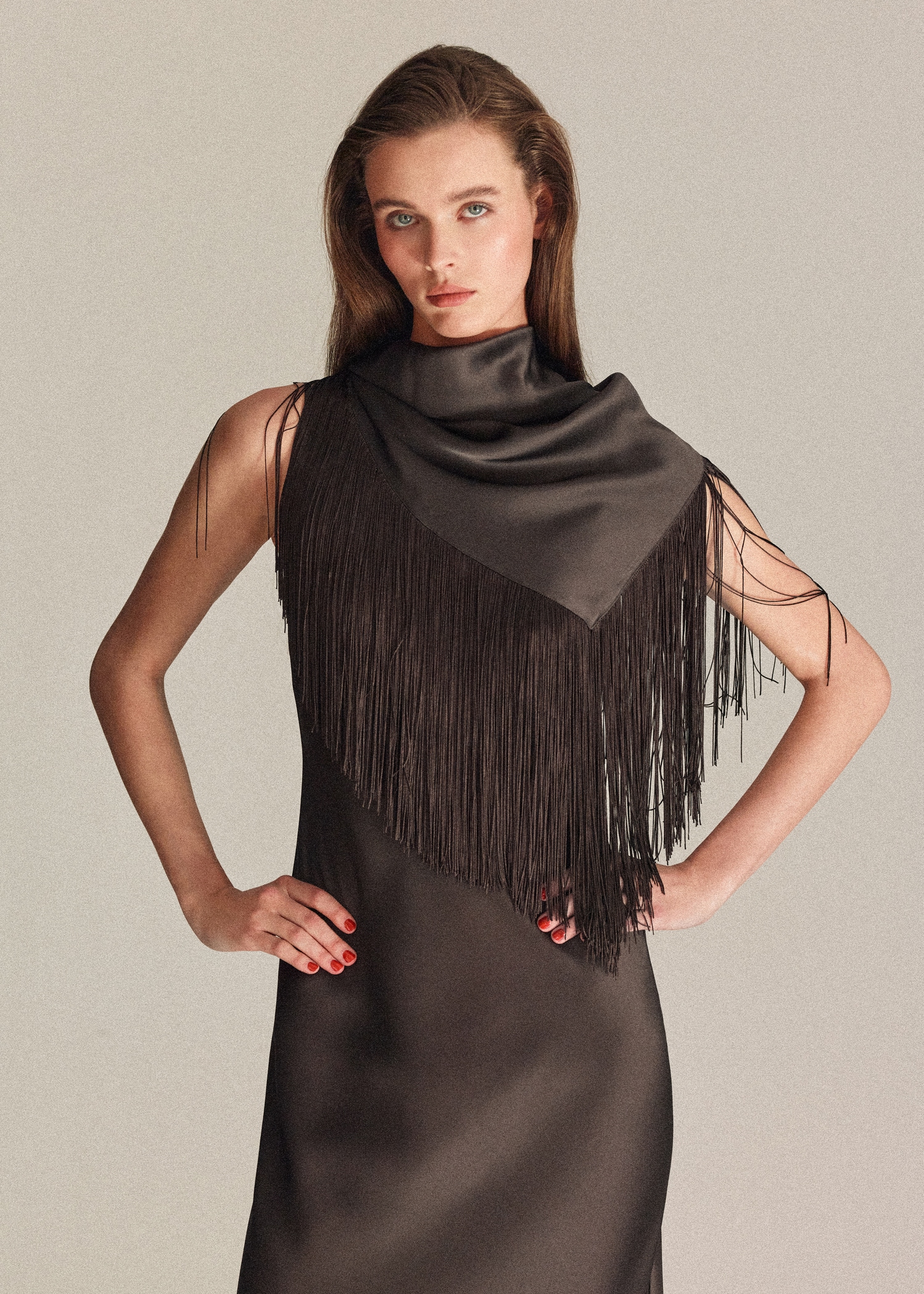 Satin Bandana Fringe Dress - Women | Mango United Kingdom