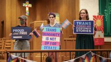 A rally for trans youth at a Washington church
