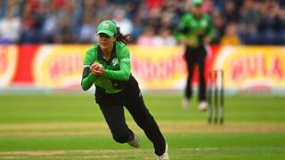 Maia Bouchier of Southern Brave Women takes a catch to dismiss Tammy Beaumont of Welsh Fire during The Hundred