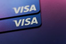 closeup of visa credit cards