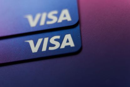 closeup of visa credit cards