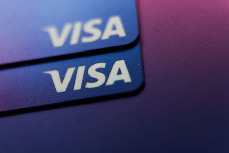 closeup of visa credit cards