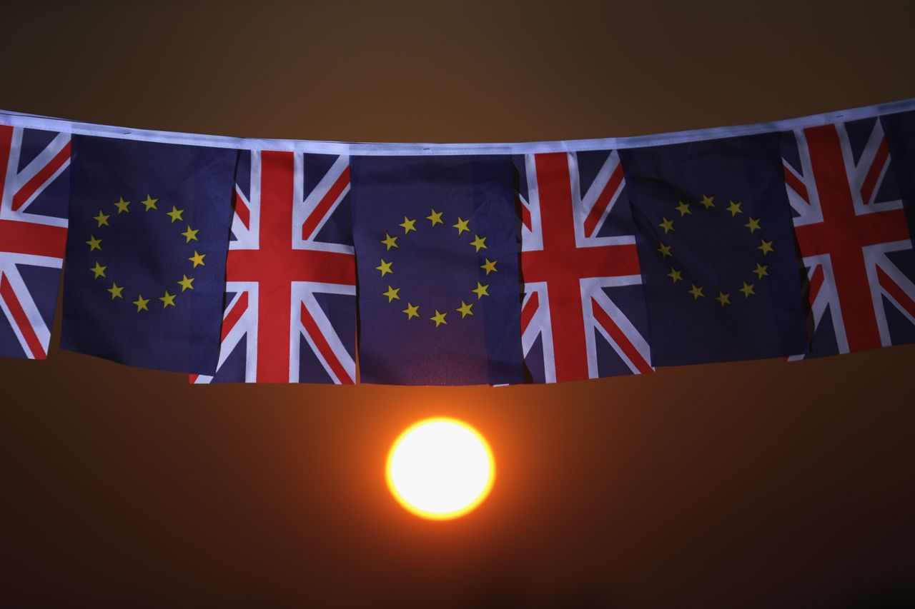 The EU and UK flags