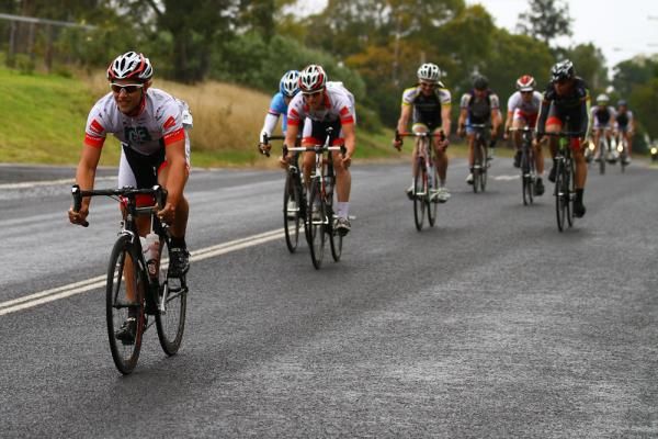 GE Plumbing rider takes caution before going down a large hill during Stage 3 at Tour of Toowoomba.