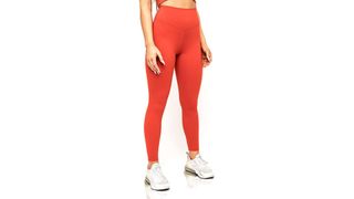 Bright red seamless leggings for the best leggings on Amazon.