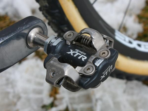 Page favors Shimano XTR pedals for their bombproof durability.