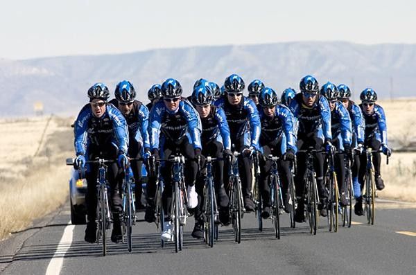 "I don't like real warm camps!" said team director Ed Beamon. Judging by riders' expressions, some of them may disagree.