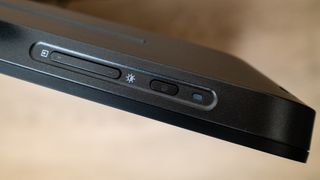 Close up of the brightness controls on the XPPen Artist Pro 24 (Gen 2) 4K drawing tablet