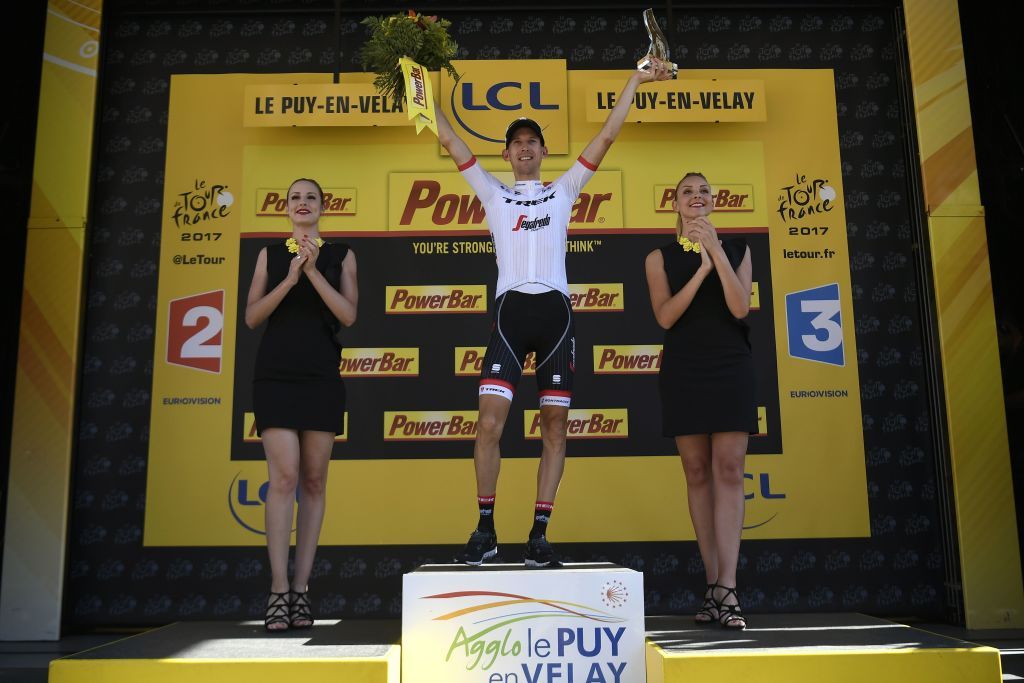 Bauke Mollema celebrates winning stage 15 of the Tour de France.