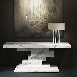 asymmetrical marble console