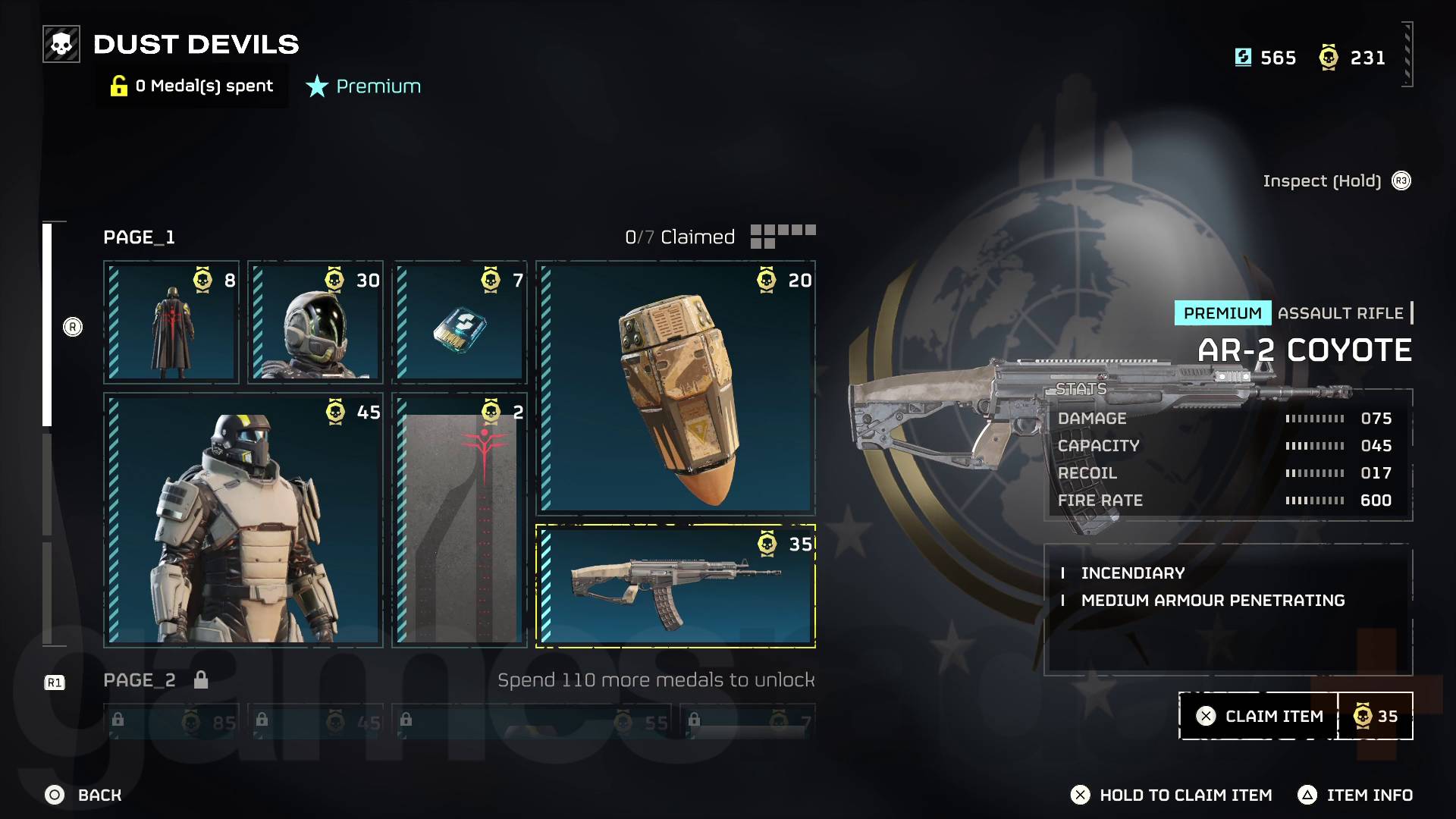 Helldivers 2 Dust Devils Warbond page 1 coyote assault rifle