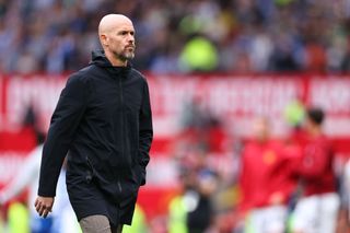 Erik ten Hag the head coach / manager of Manchester United during the Premier League match between Manchester United and Brighton & Hove Albion at Old Trafford on September 16, 2023 in Manchester, United Kingdom. (Photo by Robbie Jay Barratt - AMA/Getty Images)