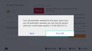 Nintendo Switch eShop Turn off automatic renewal