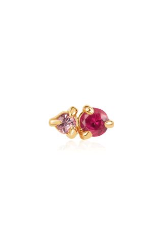 Stone and strand Ruby and Pink Sapphire Prong Stud