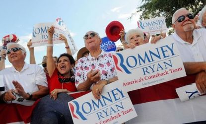 People listen to Rep. Paul Ryan (R-Wis.) during a campaign stop in Florida