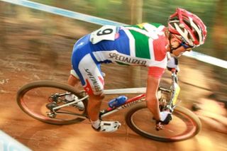 South African National Champion Burry Stander during the Elite men's cross country rac at the UCI MTB World Cup at Cascades in Pietermaritzburg