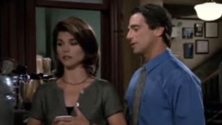 Lori Loughlin and Tony Danza in a police station on Hudson Street