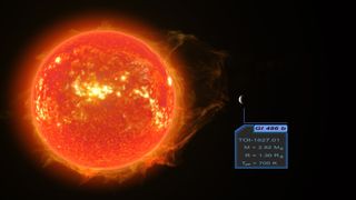 The newfound exoplanet Gliese 486 b orbits a red dwarf star about 30% as massive as Earth's sun.