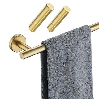 Jqk Gold Towel Bar Set, 24 Inch 304 Stainless Steel Thicken 0.8mm Towel Rack Bathroom Hardware Set With Towel Hook 2 Pack Brushed Golden Wall Mount, Bas113l24-Bg