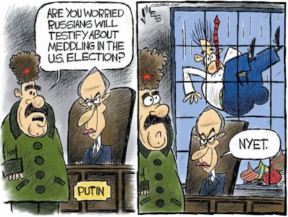 Political Cartoon U.S. Russia Trump 2016 Election Putin investigations