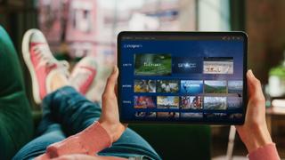 User viewing content on a tablet