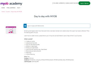 MYOB Academy sign-in page