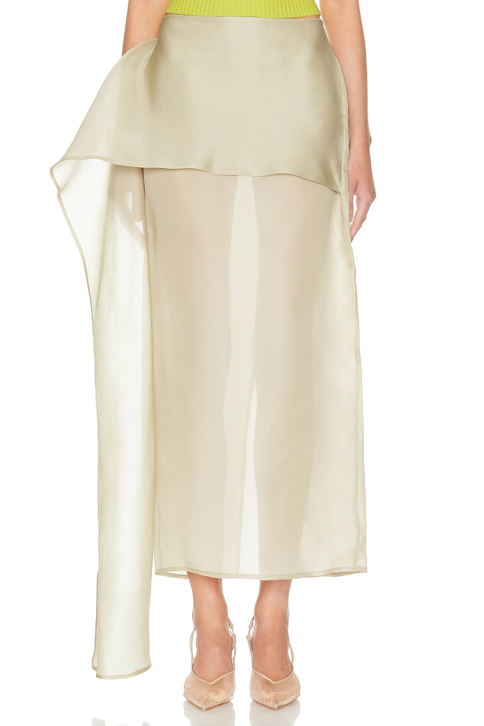 Helsa, The Silk Gazar Skirt With Drape
