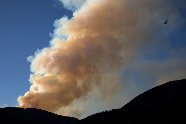 A fire burns near Los Angeles, California.