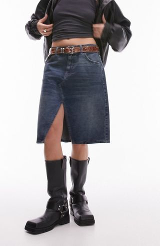 Vented Denim Skirt