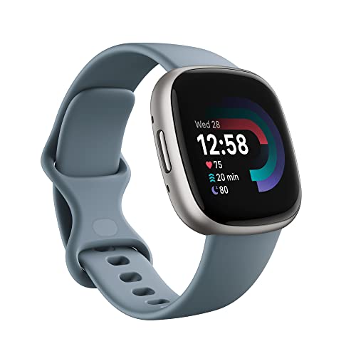 Google Fitbit Versa 4 Fitness Smartwatch With Built-In Gps and Up to 6 Days Battery Life - Compatible With Ios 15 or Higher &amp;amp; Android Os 9.0 or Higher, Waterfall Blue/platinum