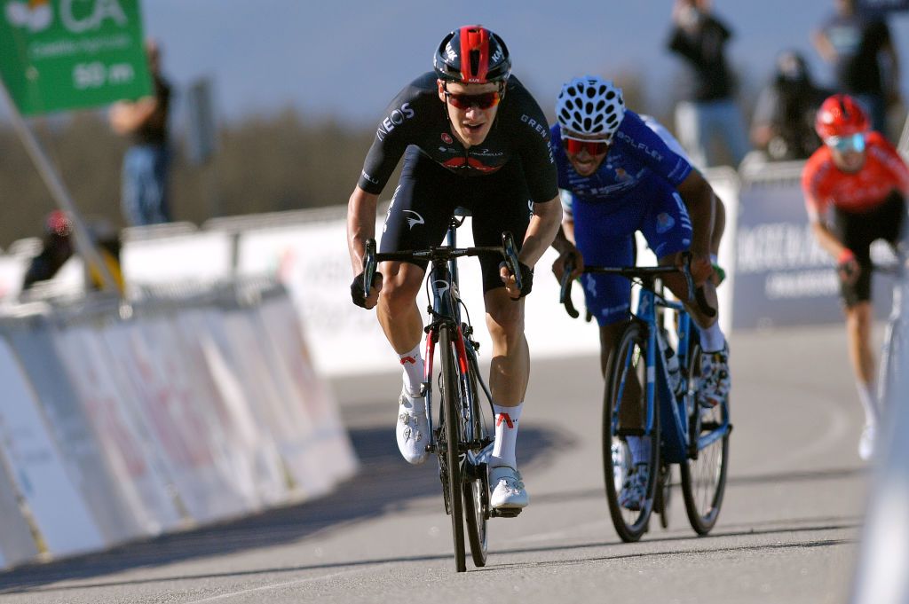 FOIA PORTUGAL MAY 06 Ethan Hayter of United Kingdom and Team INEOS Grenadiers celebrates at arrival during the 47th Volta Ao Algarve 2021 Stage 2 a 1828km stage from Sagres to Fia 890m VoltAlgarve VAlgarve2021 on May 06 2021 in Fia Portugal Photo by Luc ClaessenGetty Images
