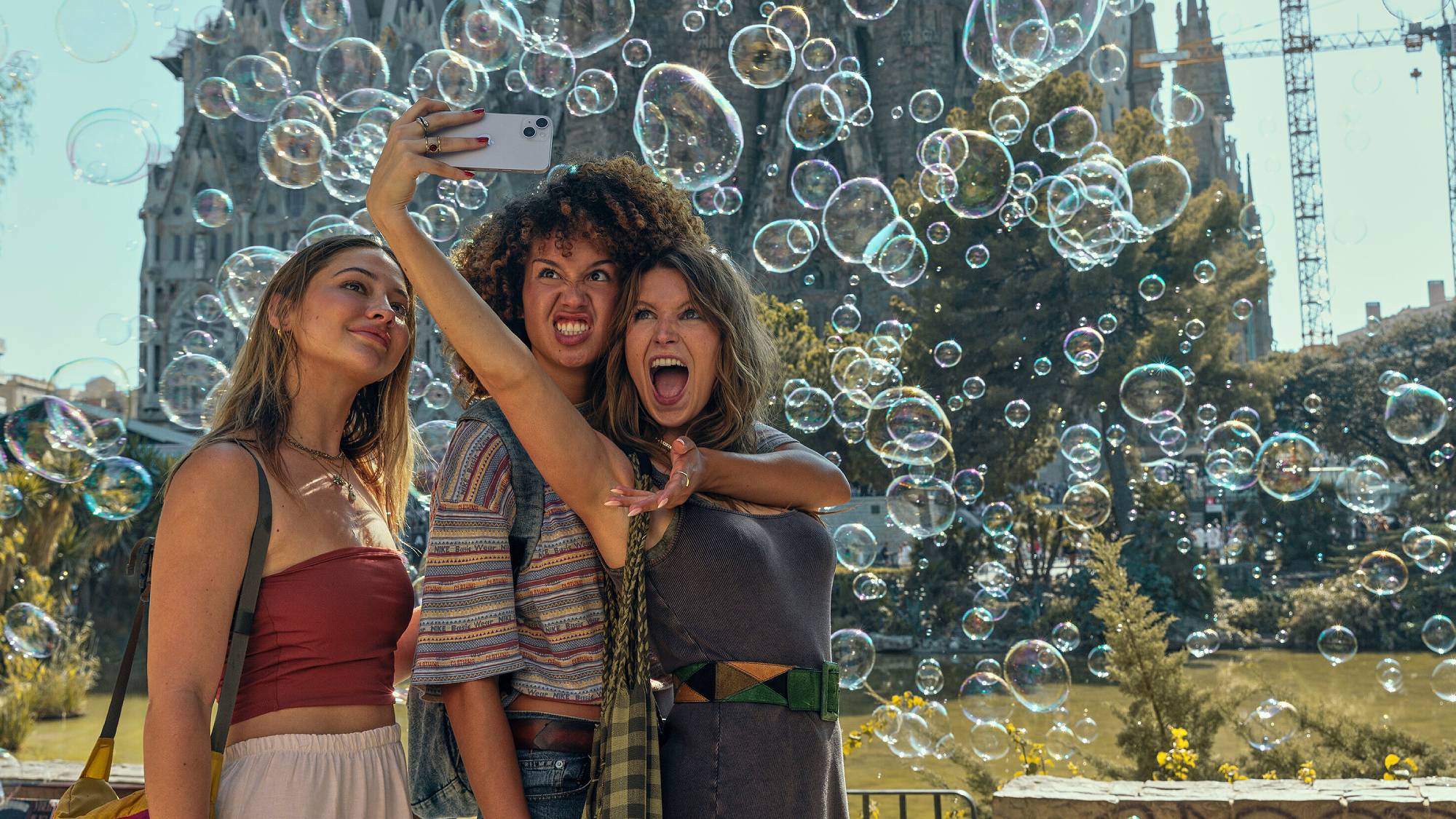 Madelyn Cline, Sofia Wylie, and Madison Thompson in "The Map that Leads to You" on Prime Video