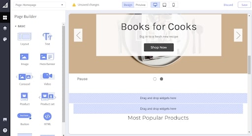 BigCommerce's theme editor in use