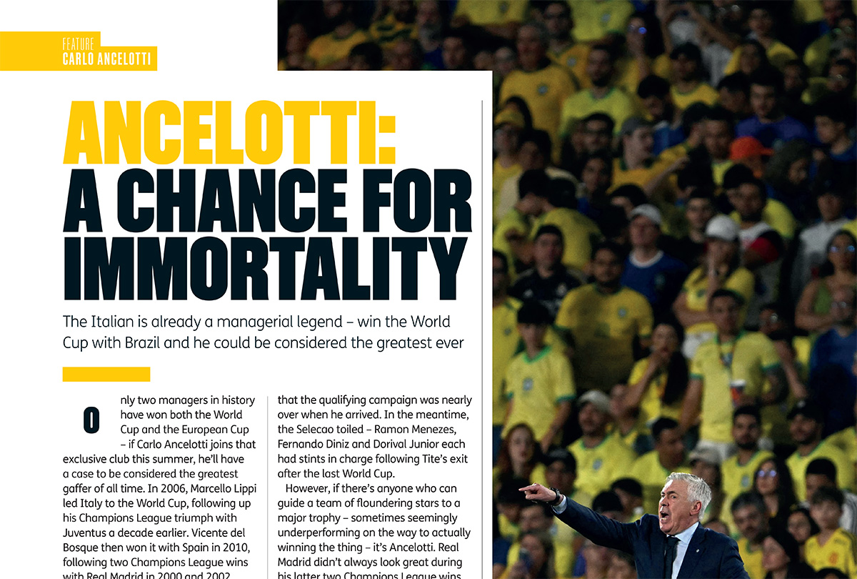 Pages from the July 2026 issue of FourFourTwo magazine