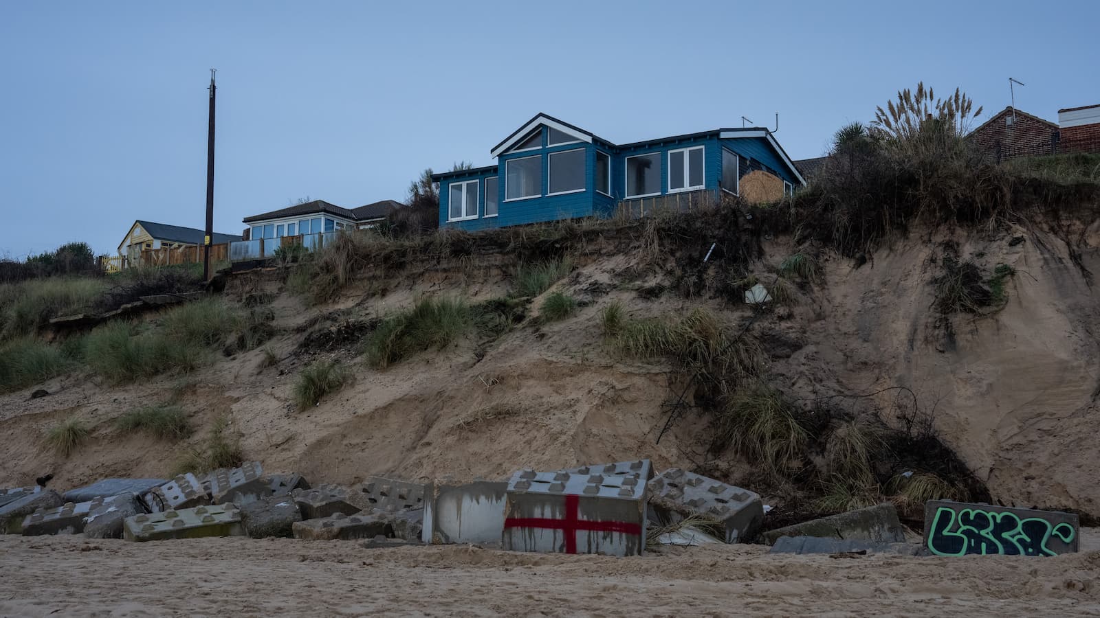 A coastal home on a cliff edge in Hemsby