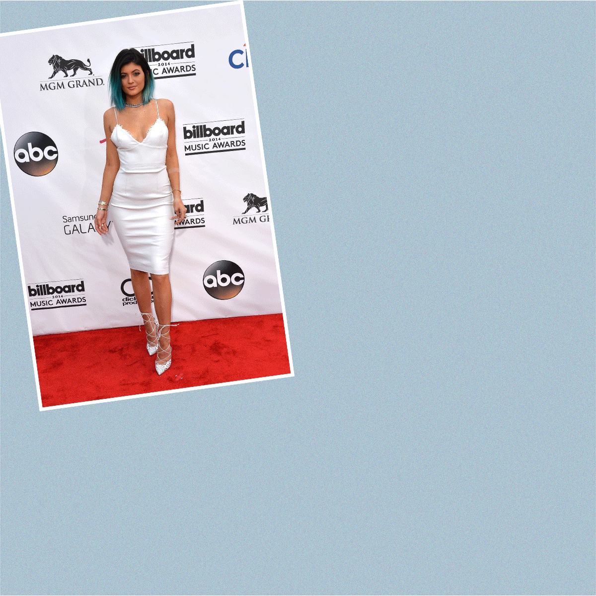 Photo collage of Kylie Jenner in different red carpet and street style occasions.