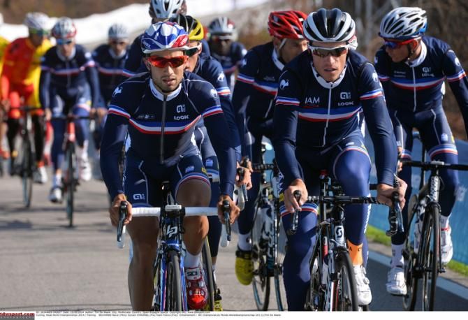 Nacer Bouhanni and Sylvain Chavanel with the French national team
